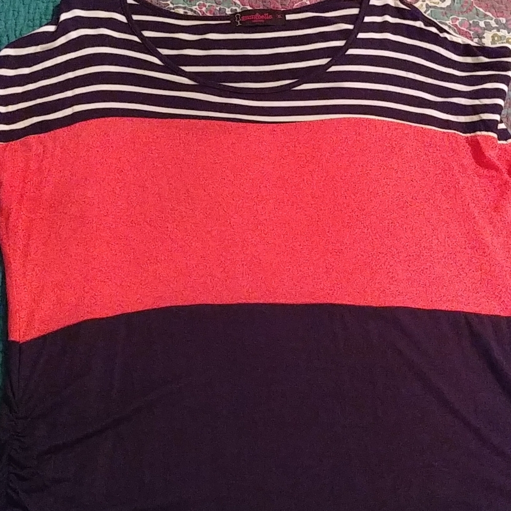 Annabelle,size XL,Peach, & Navy Maternity top